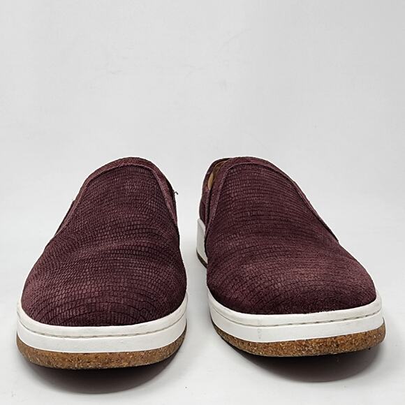 Aetrex Slip-on Comfort Sneakers Women 10M Kenzie Burgundy Leather Snake Texture - Picture 6 of 11